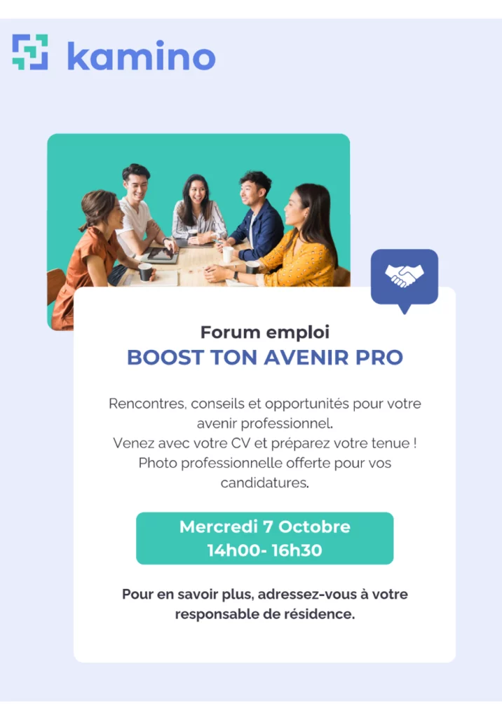 Affiche du Forum Emploi Kamino : boost ton avenir pro